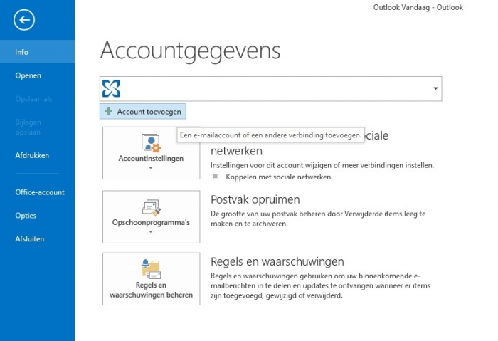 E-mail instellen Microsoft Outlook 2013